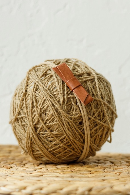 Пов'язка one size зі шкіряним бантиком, коричнева - фото 1