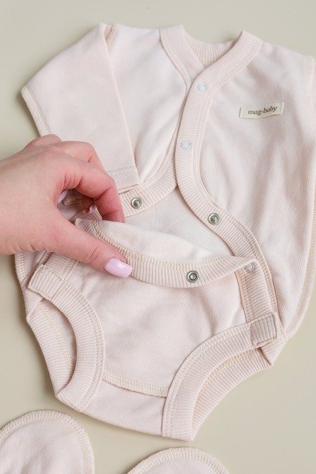 Утепленный комплект в роддом с боди Cozy, Сливочный - фото 3