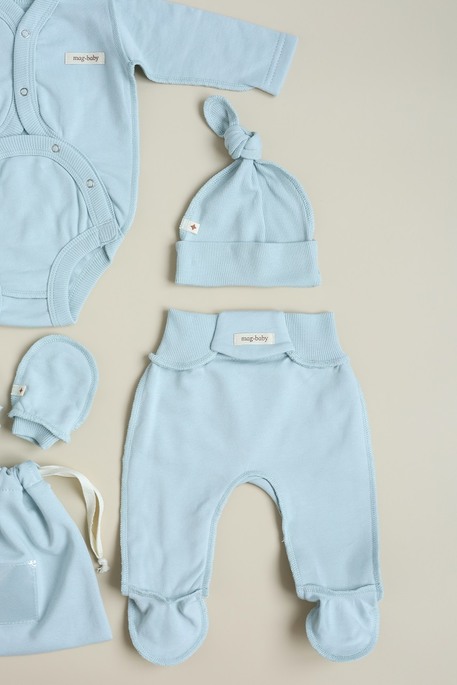 Утепленный комплект в роддом с боди Cozy, Сизый - фото 6