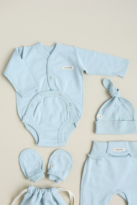 Утепленный комплект в роддом с боди Cozy, Сизый - фото 5