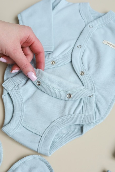 Утепленный комплект в роддом с боди Cozy, Сизый - фото 3