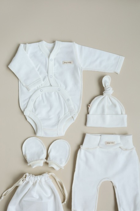 Утепленный комплект в роддом с боди Cozy, Молочный - фото 5