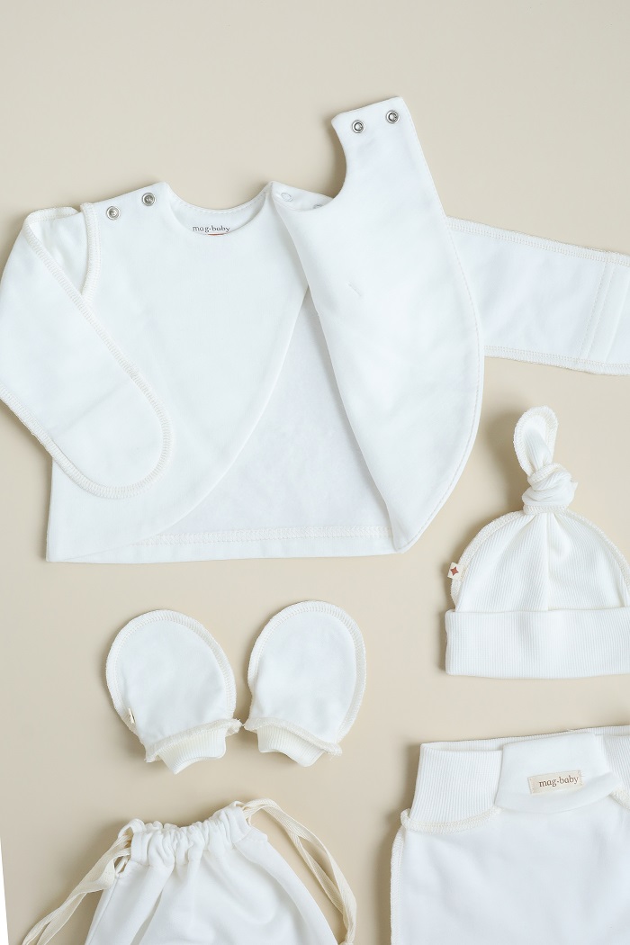 Утеплений комплект в пологовий з розпашонкою Cozy, Молочний - фото 2