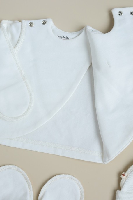 Утепленный комплект в роддом с распашонкой Cozy, Молочный - фото 3