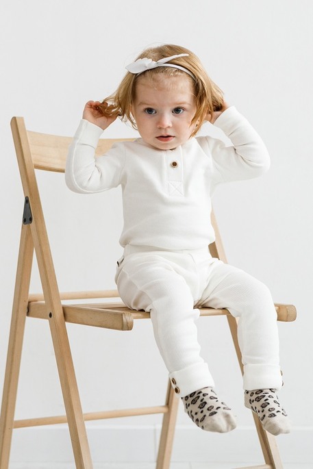 Набір боді з лосинами Natural, Молочний - фото 3