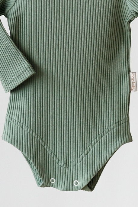 Боді - гольфик у рубчик Strip, Лавровий - фото 3