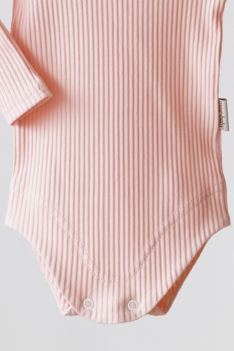 Боди - гольфик в рубчик Strip, Нежно-розовый - фото 3