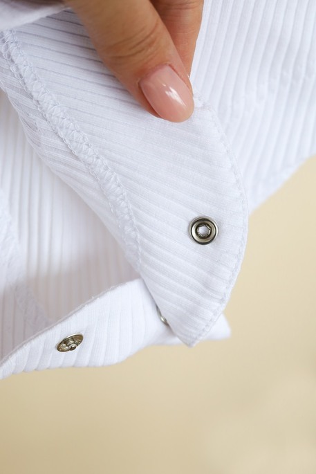 Боди - гольфик в рубчик Strip, белый - фото 5