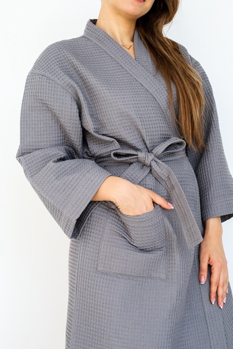 Вафельний халат Mary, Сірий - фото 4