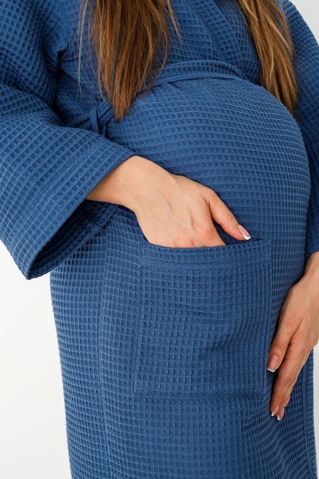 Вафельный халат Mary, Синий - фото 3