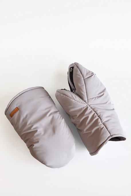 Муфта рукавиці для коляски, Сіра на чорному флісі