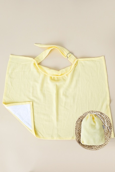 Муслиновая накидка для кормления с сумочкой чехлом, Лимонная