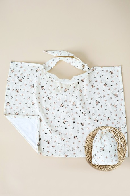 Муслиновая накидка для кормления с сумочкой чохлом, Розы - фото 1