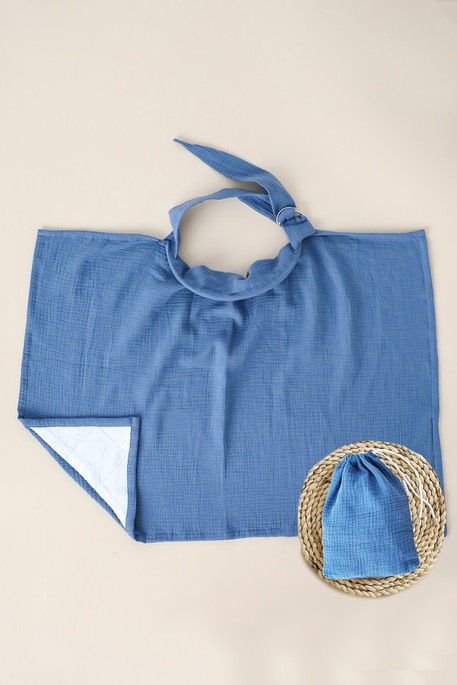 Муслінова накидка для годування з сумочкою чохлом, Синя