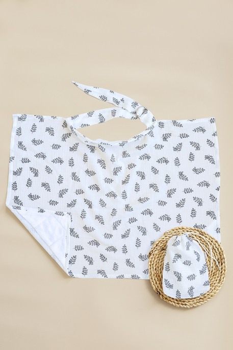 Муслиновая накидка для кормления с сумочкой чехлом, Веточка