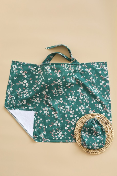 Накидка для годування з сумочкою чохлом, Квіти на зеленому