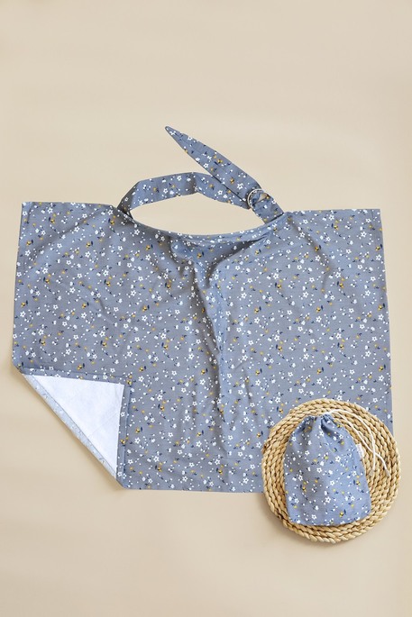 Накидка для годування з сумочкою чохлом, Квіти на сірому