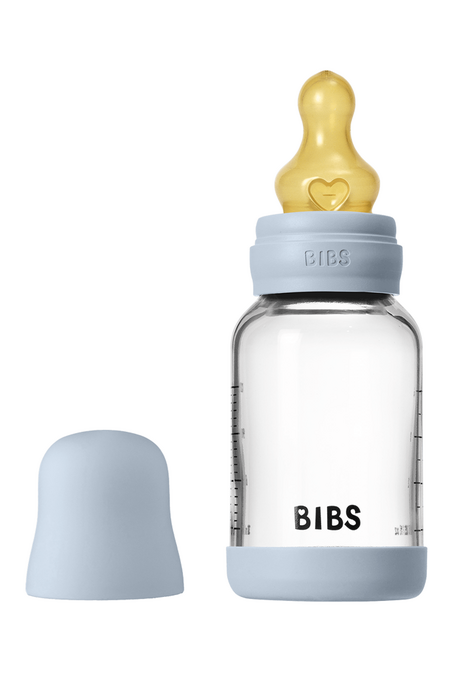 Скляна пляшечка BIBS, 120 ml, Round Latex, Slow Flow, Baby Blue