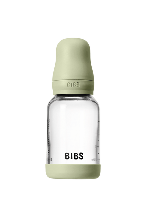 Скляна пляшечка BIBS, 120 ml, Round Silicone, Slow Flow, Sage - фото 1