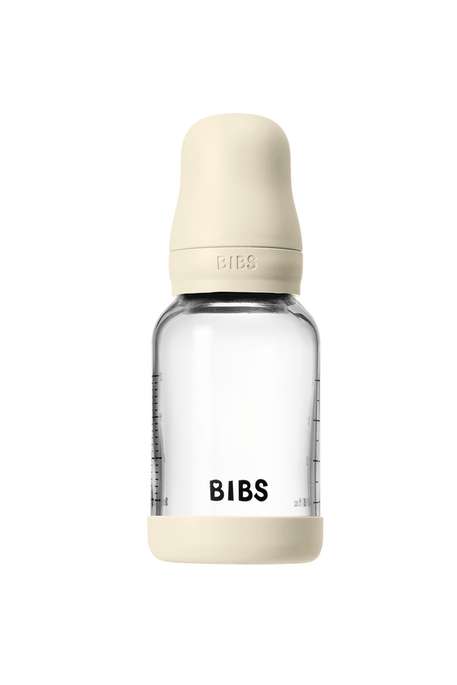 Скляна пляшечка BIBS, 120 ml, Round Silicone, Slow Flow, Ivory - фото 1
