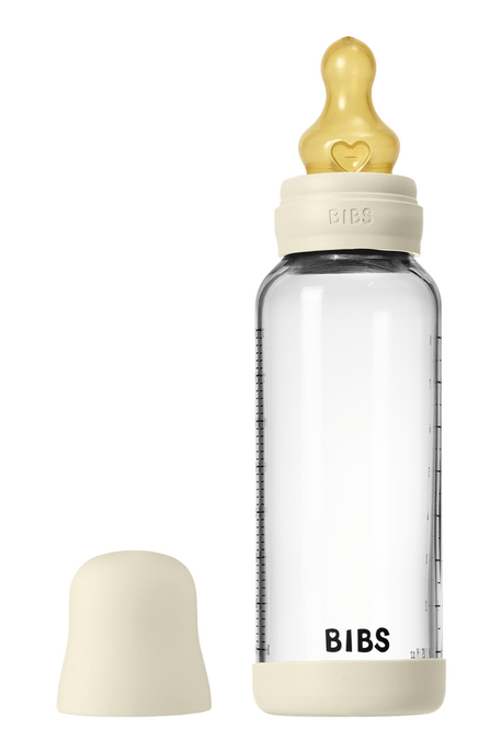Скляна пляшечка BIBS, 240 ml, Round Latex, Medium Flow, Ivory
