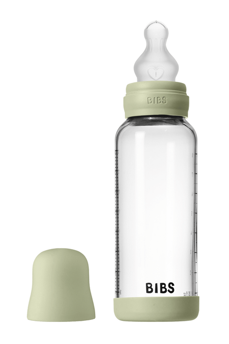 Скляна пляшечка BIBS, 240 ml, Round Silicone, Medium Flow, Sage