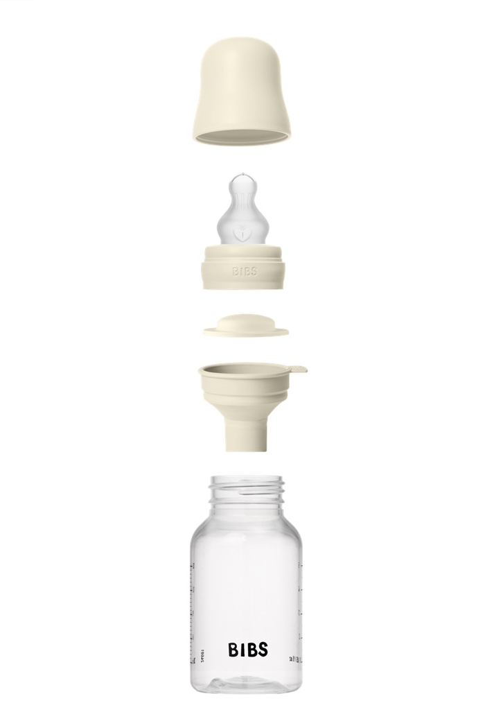 Пластикова пляшечка BIBS, 150 ml, Round Silicone, Slow Flow, Ivory - фото 2