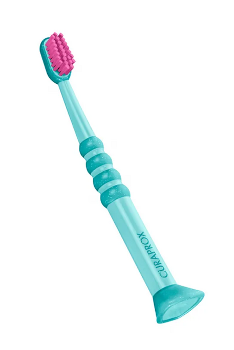 Дитяча зубна щітка Curaprox baby (0-4 роки), Бірюзово-рожева - фото 1