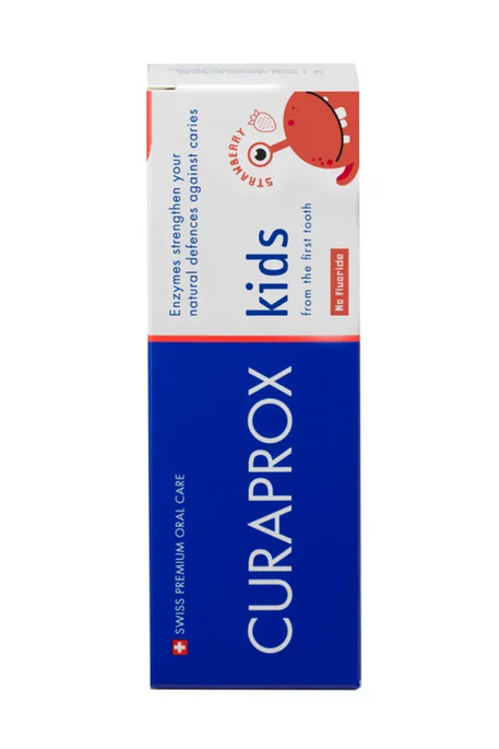 Дитяча зубна паста Curaprox без фтору з 0 років, ПОЛУНИЦЯ, 60мл. - фото 2