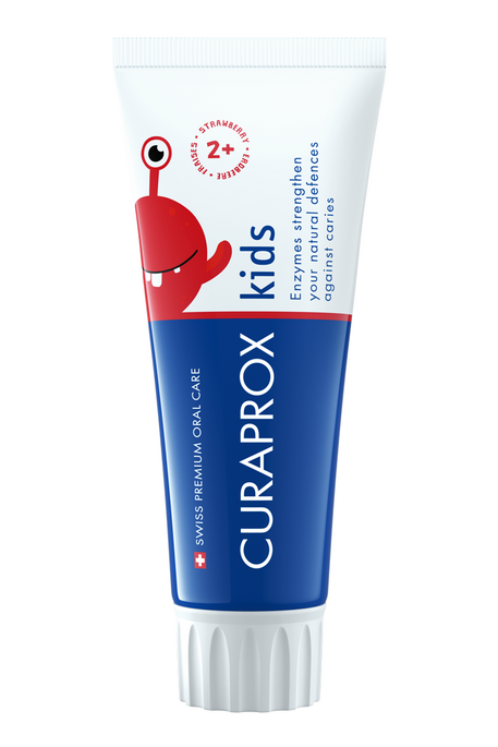 Дитяча зубна паста Curaprox з фтором з 2-х років, ПОЛУНИЦЯ, 60мл