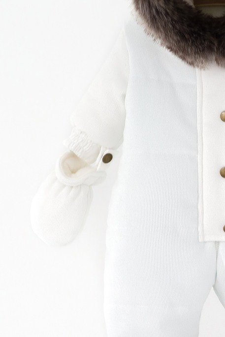 Вельветовий комбінезон Line, Молочний - фото 5