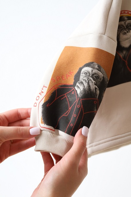 Костюм с начесом Monkeys, Слоновая кость - фото 7