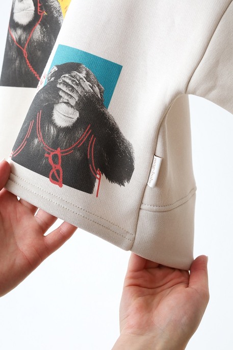 Костюм с начесом Monkeys, Слоновая кость - фото 6