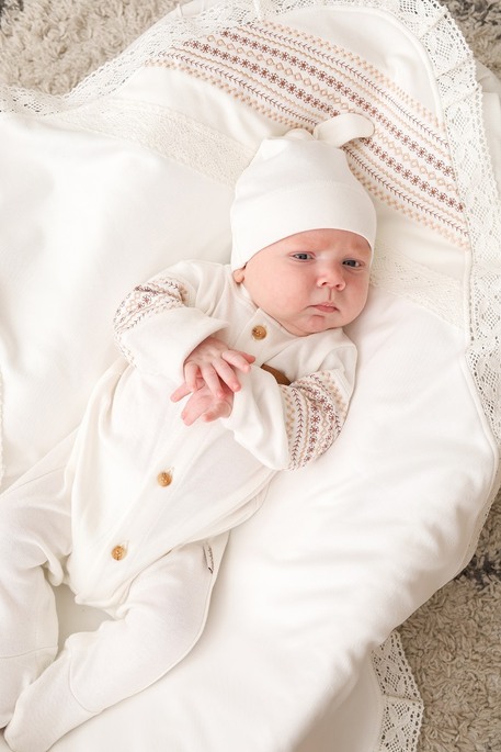 Плед на выписку и крещение Field, Молочный - фото 1