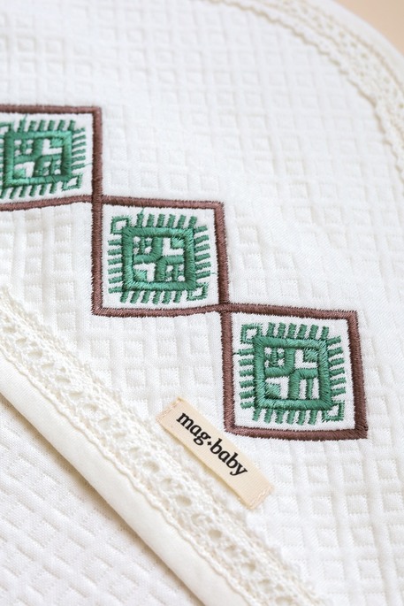 Плед на выписку и крещение Lucas, Молочно-сизый - фото 1