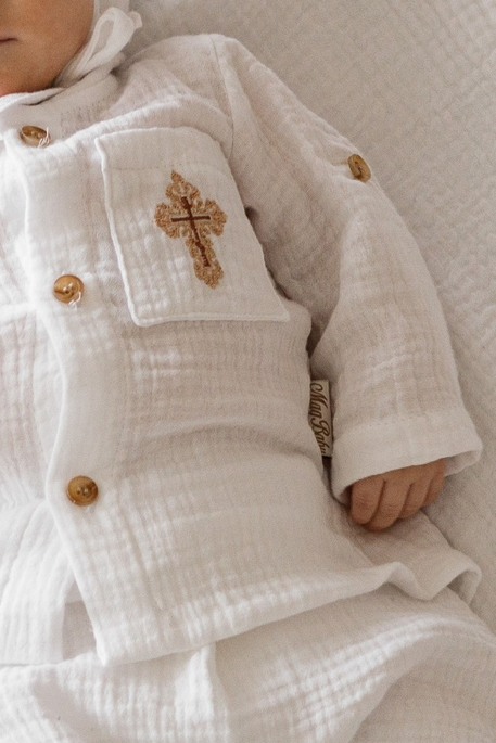 Мусліновий набір для хлопчика Jeremy, білий - фото 3