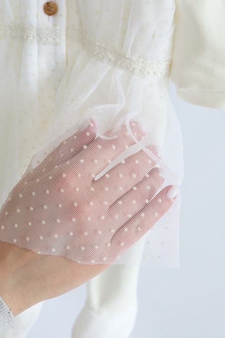 Человечек c шапочкой с фатином Ursula, Молочный - фото 4