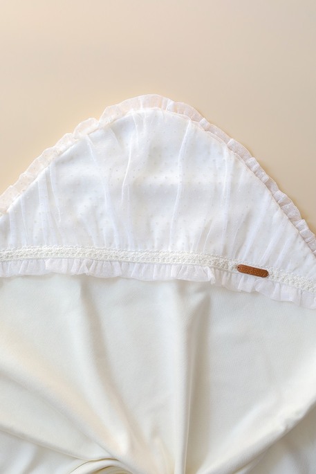 Плед на выписку и крещение с фатином Ursula, Молочный - фото 4