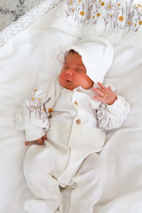 Человечек с шапочкой Wild flowers, Молочный - фото 5