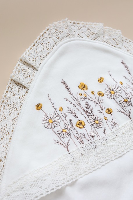 Плед на выписку и крещение Wild flowers, Молочный - фото 5