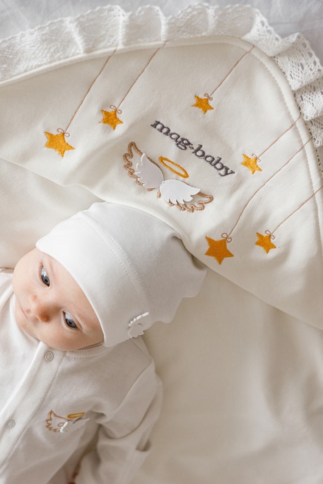 Плед на выписку и крещение Wings, Молочный - фото 5