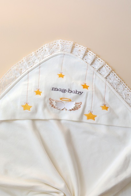 Плед на выписку и крещение Wings, Молочный - фото 4