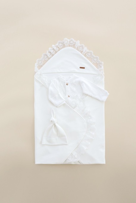 Комплект с человечком Lace, Молочный