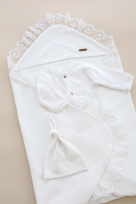 Комплект с человечком Lace, Молочный - фото 6