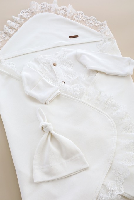 Комплект с человечком Lace, Молочный - фото 3
