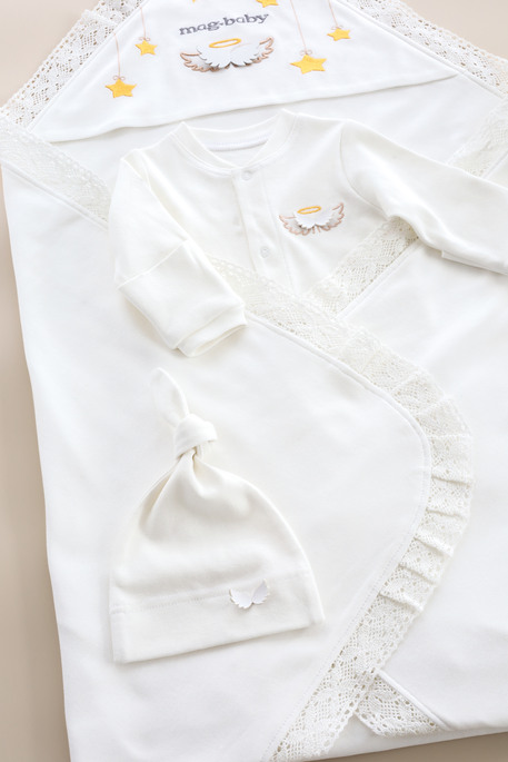 Комплект з чоловічком Wings, Молочний - фото 3