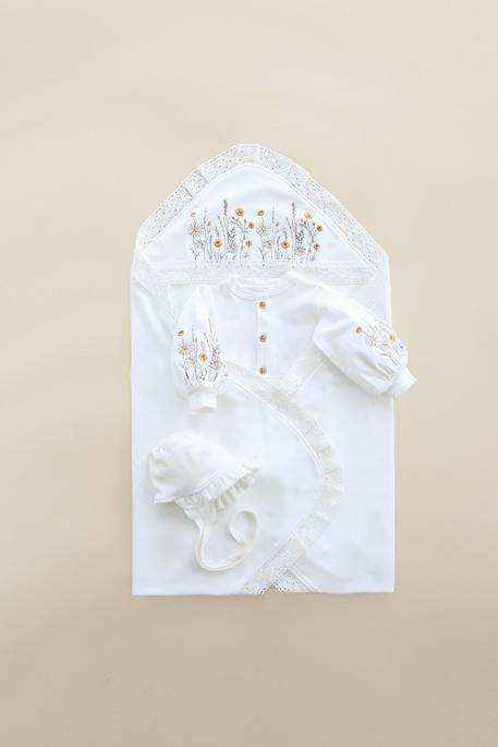 Комплект з чоловічком Wild flowers, Молочний