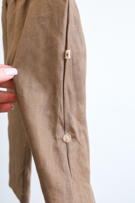 Льняные штаны-шорты Ivon, Коричневые - фото 6