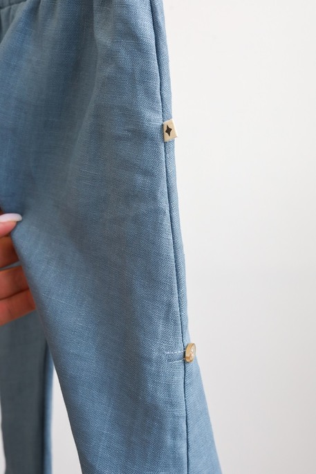 Льняные штаны-шорты Ivon, Синие - фото 8