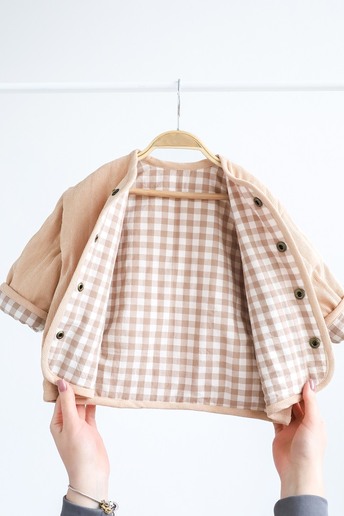 Вельветова стьобана куртка Dutta, Бежева - фото 1